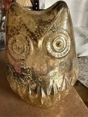Gold Glass Owl Accent Sculpture - Decorative Home Accent